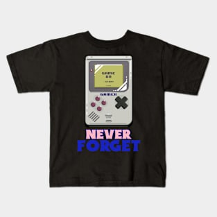 Never Forget Handheld Retro Vintage 70s 80s 90s 2000s Kids T-Shirt